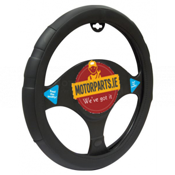 Image for BLACK COMFORT GRIP STEERING WHEEL COVER 37-39CM